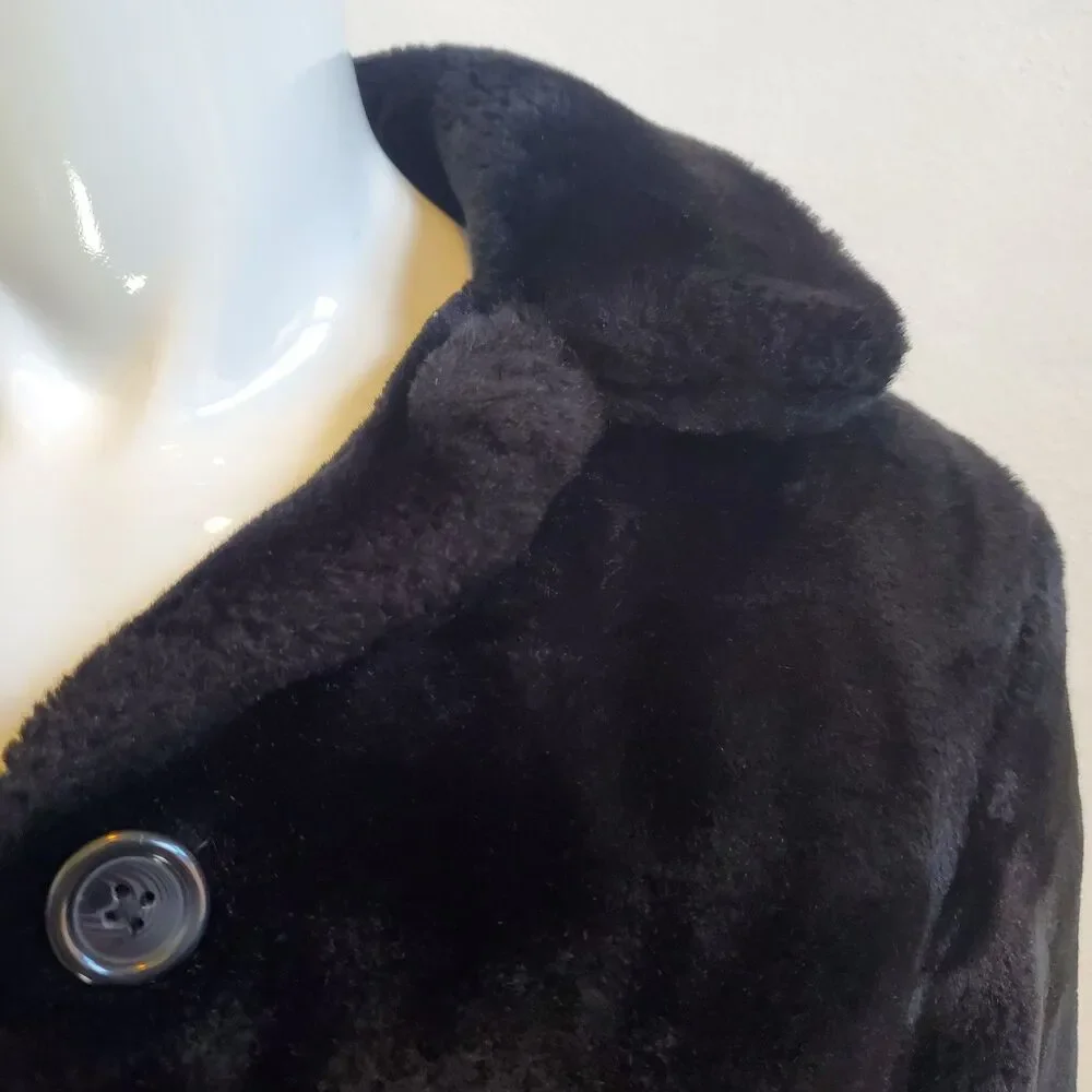 Girl's Gap Black Faux Fur Coat